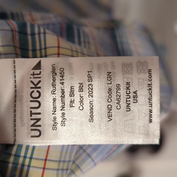 UNTUCKit Men's Long Sleeve Rutherglen Plaid Dress shirt NWOT - Picture 6 of 10
